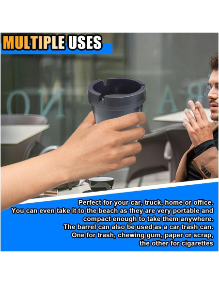 Cenicero de Auto JOYCOURT Sin Humo Negro 2PCS Compacto