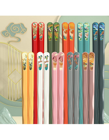 Set de 10 Palillos Reutilizables Auerllcy 24 cm Antideslizantes