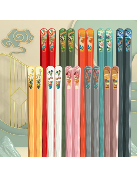 Set de 10 Palillos Reutilizables Auerllcy 24 cm Antideslizantes