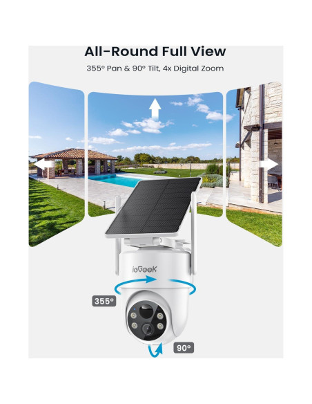 Cámara de Seguridad Solar Inalámbrica ieGeek S5 2K 3MP IP65