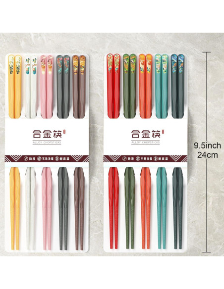 Set de 10 Palillos Reutilizables Auerllcy 24 cm Antideslizantes