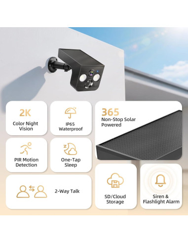 Cámara de Seguridad Solar Inalámbrica PM POPMAKE 2K IP65