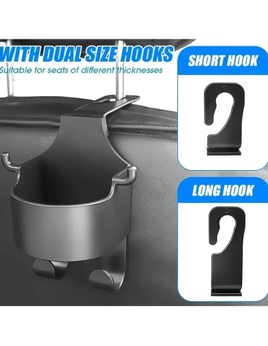 Organizador de Coche 2 Ganchos Reposacabezas con Portavasos