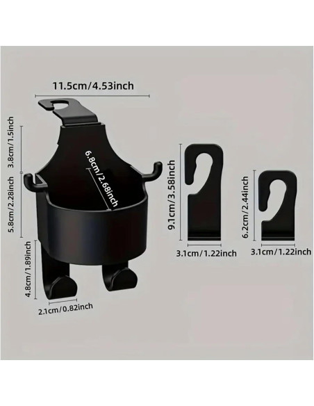 Organizador de Coche 2 Ganchos Reposacabezas con Portavasos