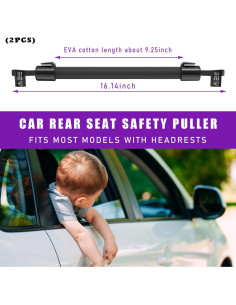 Agarre de Reposacabezas de Coche Dickno 2 PCS Negro 2