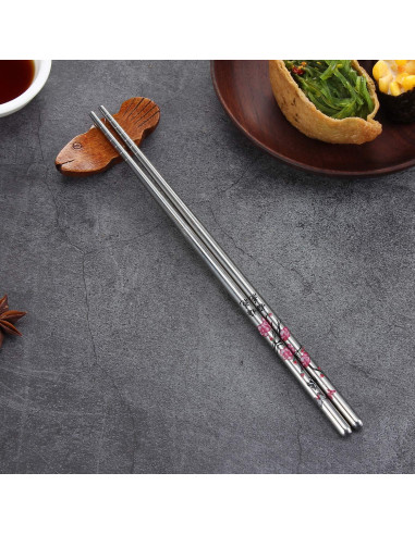 Palillos de Acero Inoxidable HuaLan 22.4 cm Set de 5 Pares