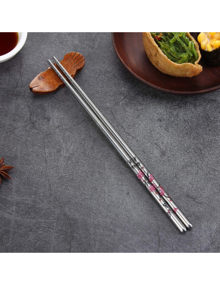 Palillos de Acero Inoxidable HuaLan 22.4 cm Set de 5 Pares