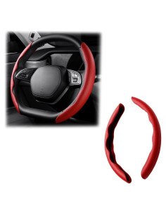 Funda de Volante de Coche LoyaForba 38cm Cuero Antideslizante Rojo