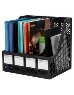 Soporte para Revistas Comix - Organizador de Escritorio 4 Compartimentos Negro