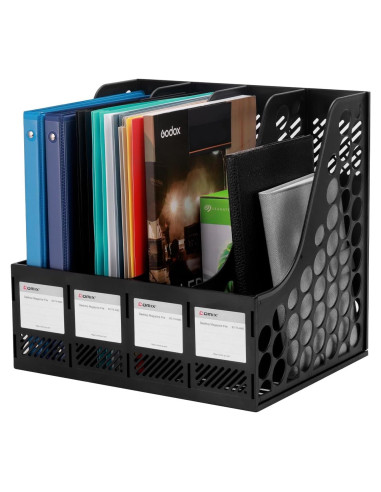 Soporte para Revistas Comix - Organizador de Escritorio 4 Compartimentos Negro