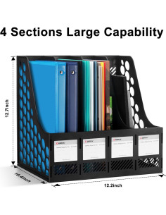 Soporte para Revistas Comix - Organizador de Escritorio 4 Compartimentos Negro 2