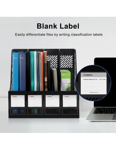 Soporte para Revistas Comix - Organizador de Escritorio 4 Compartimentos Negro