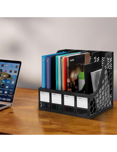 Soporte para Revistas Comix - Organizador de Escritorio 4 Compartimentos Negro