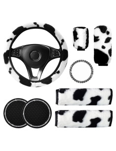 Set 8 Piezas Accesorios de Coche Peluche LUOYOYY Negro