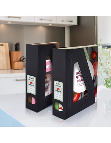 Soporte para Revistas Acrimet Negro, Organizador de Plástico, 2 Unidades