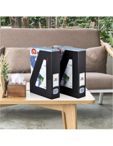 Soporte para Revistas Acrimet Negro, Organizador de Plástico, 2 Unidades