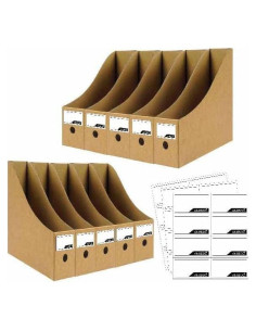 Paquete de 12 Soportes de Revistas de Cartón Marrón - Organizador de Archivos
