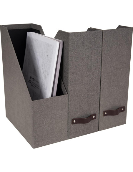 Bigso Estelle Organizador de Revistas - 3 Paquete - Gris