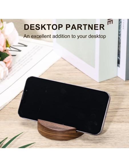Soporte de Teléfono de Madera Nogal 8x8cm para Escritorio