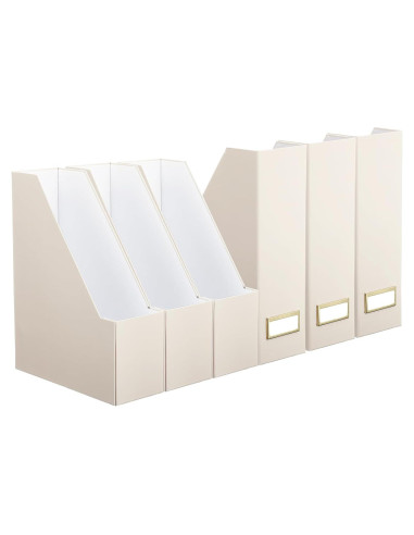 Juego de 6 Soportes para Revistas Feifeiya Beige Plegables