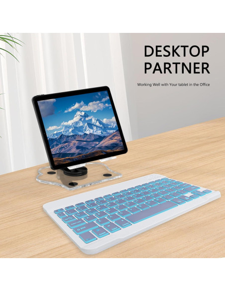 Teclado Bluetooth TopPerfekt Retroiluminado Lavanda 7 Colores