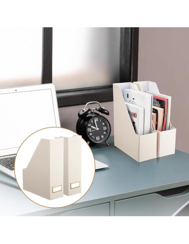 Juego de 6 Soportes para Revistas Feifeiya Beige Plegables