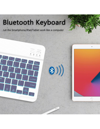Teclado Bluetooth TopPerfekt Retroiluminado Lavanda 7 Colores