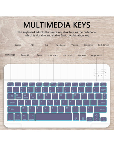 Teclado Bluetooth TopPerfekt Retroiluminado Lavanda 7 Colores