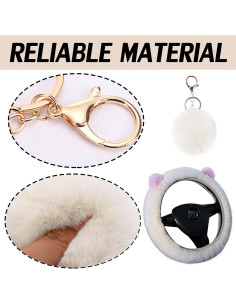 Cubierta de Volante Esponjosa LXPKKIG 38 cm Beige Accesorios Auto 2