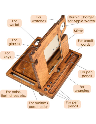 Estación de Acoplamiento de Madera Rostmarygift con Cargador Apple Watch