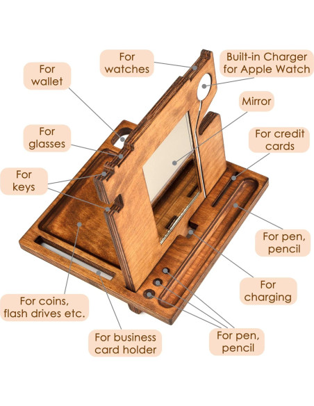 Estación de Acoplamiento de Madera Rostmarygift con Cargador Apple Watch