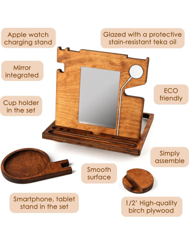 Estación de Acoplamiento de Madera Rostmarygift con Cargador Apple Watch