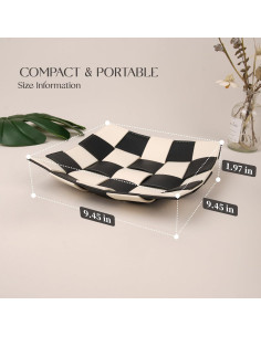 Bandeja de Valet MODOGA Cuero Sintético Tablero Ajedrez 24.1cm 2