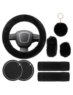 Conjunto de Accesorios de Coche YUNXNYC 8 Piezas Esponjoso Negro