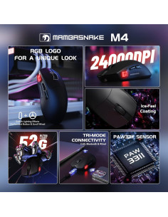 Ratón Inalámbrico MAMBASNAKE M4 24000 DPI RGB Ergonómico Negro 2