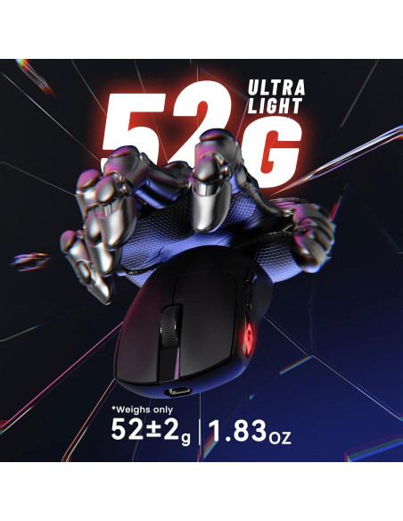 Ratón Inalámbrico MAMBASNAKE M4 24000 DPI RGB Ergonómico Negro