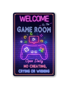Cartel de Metal Bienvenido a la Sala de Juegos Ykfss 30x20 cm