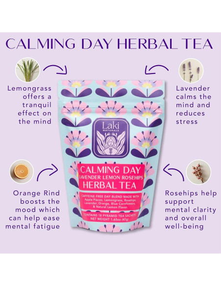 Té de Hierbas Calmante Laki Naturals 46.9 g - 18 Bolsitas