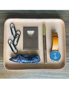 Bandeja de Cuero Natural Northwind - Organizador EDC 23.1x18.5 cm 2