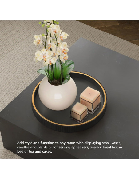 Organizador de Escritorio de Cuero SANZIE Redondo Negro 25.4 cm