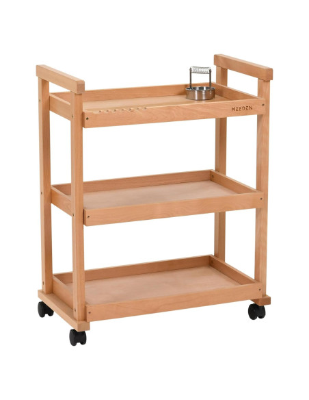 Carro de Almacenamiento de Arte MEEDEN 3 Niveles Madera Haya