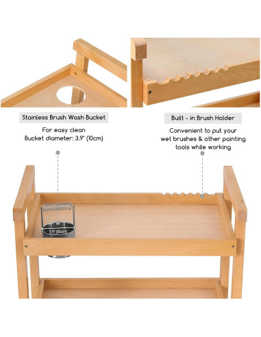 Carro de Almacenamiento de Arte MEEDEN 3 Niveles Madera Haya