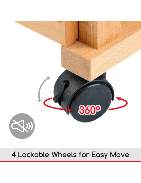 Carro de Almacenamiento de Arte MEEDEN 3 Niveles Madera Haya