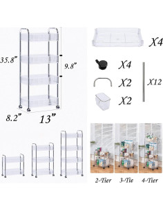 Carro Organizador de Almacenamiento Dalekana 4 Niveles 91 cm 2