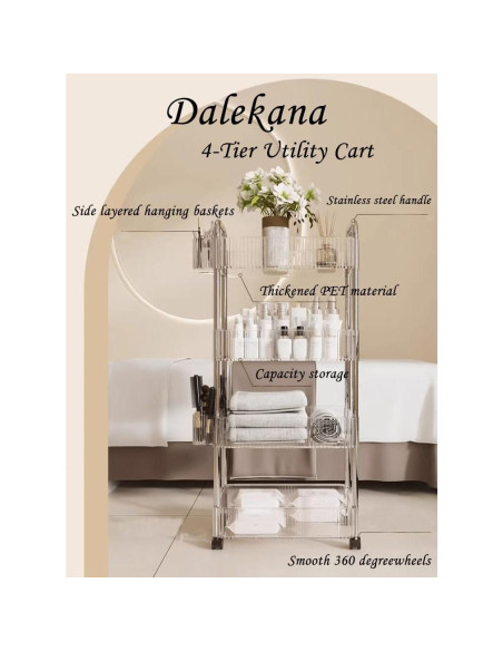 Carro Organizador de Almacenamiento Dalekana 4 Niveles 91 cm