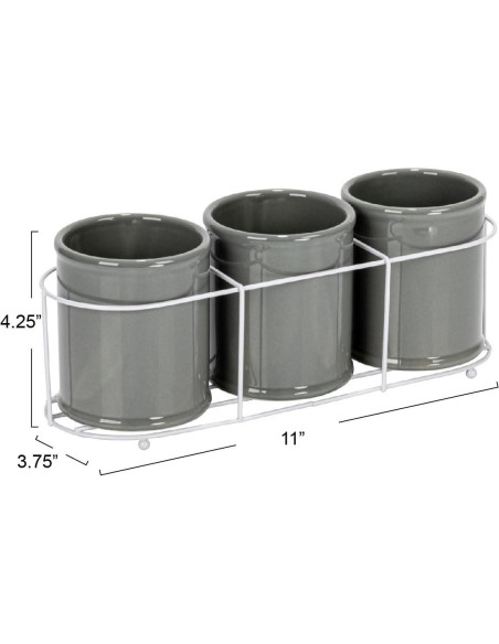 Conjunto de 3 Crocks de Cerámica Creative Co-Op en Gris y Blanco