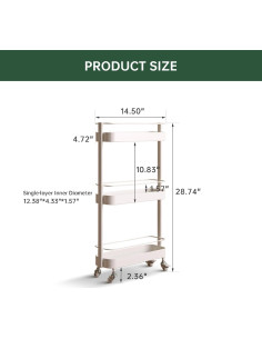 Carro de Almacenamiento Rodante Wayshome 3 Niveles Blanco 2