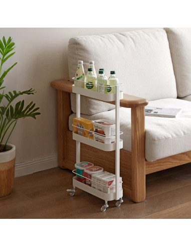 Carro de Almacenamiento Rodante Wayshome 3 Niveles Blanco