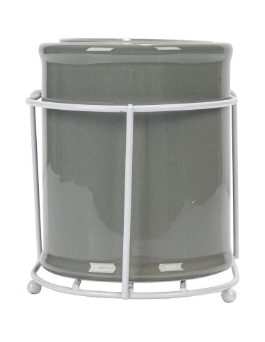 Conjunto de 3 Crocks de Cerámica Creative Co-Op en Gris y Blanco