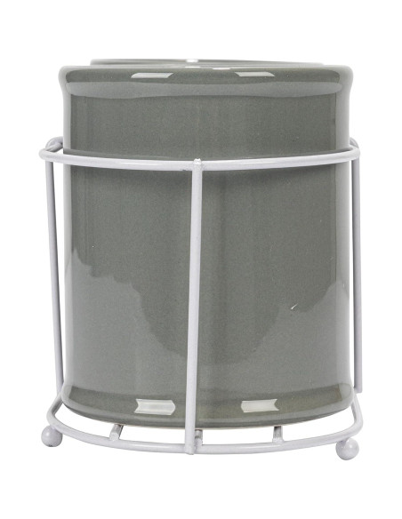 Conjunto de 3 Crocks de Cerámica Creative Co-Op en Gris y Blanco